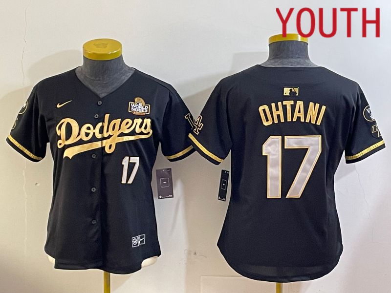 Youth Los Angeles Dodgers #17 Ohtani Black Gold Game 2024 Nike MLB Jersey style 12093->women mlb jersey->Women Jersey